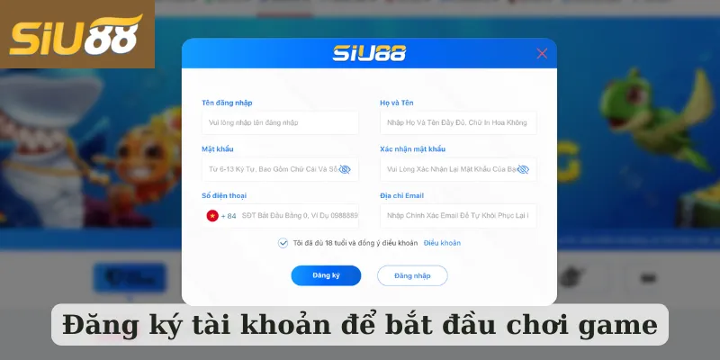 Đăng ký tài khoản để cá cược tại Siu88